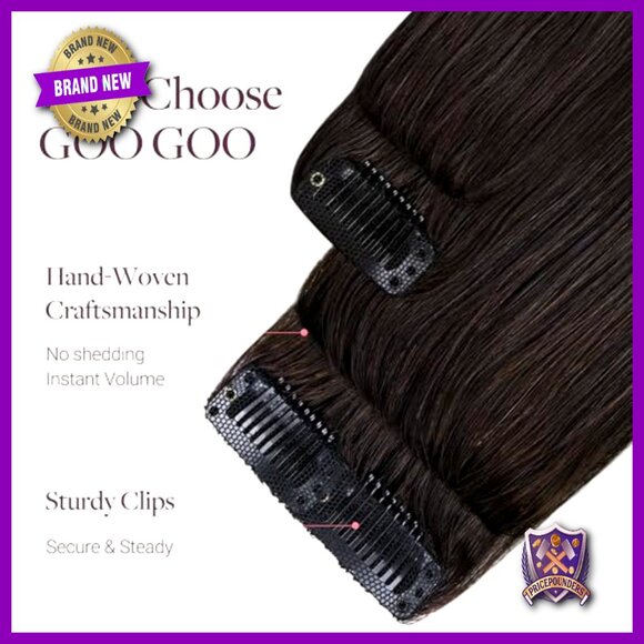 Human Hair Clip-In Extensions for Thinning Hair, 18 Inch, 4 Pieces main image 6